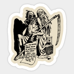 Funny grim reaper, angel, death, vintage, retro Sticker